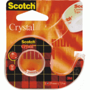 Līmlente kristāldzidra Scotch CRYSTAL plastikāta turētājā